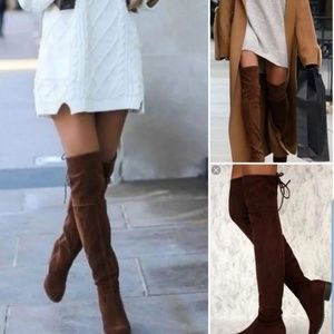 Thigh high brown boots